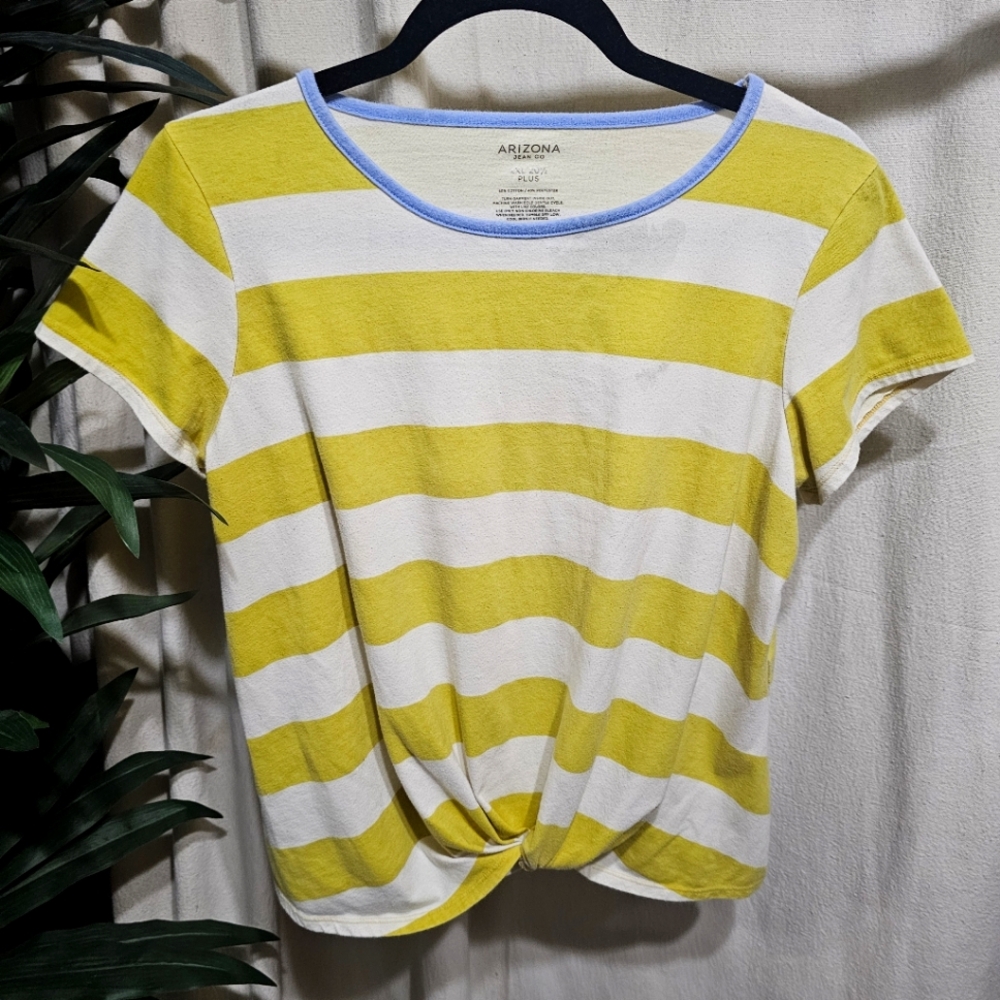 Arizona Jean Co. Yellow Striped Tee 2XL